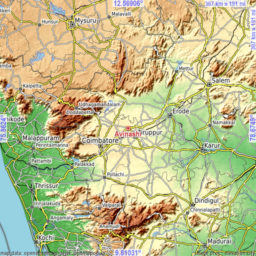 Topographic map of Avinashi