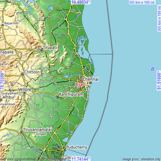 Topographic map of Āvadi