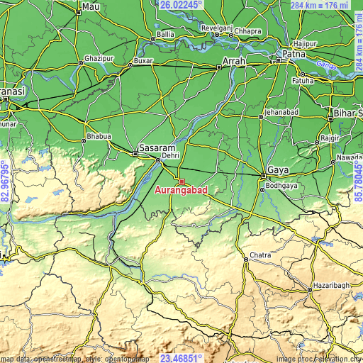 Topographic map of Aurangābād