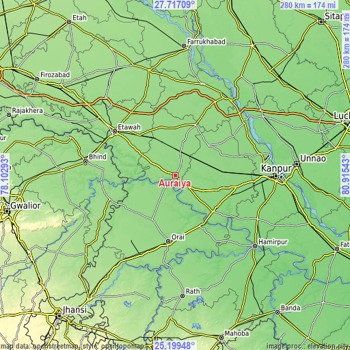 Topographic map of Auraiya