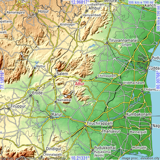 Topographic map of Attur