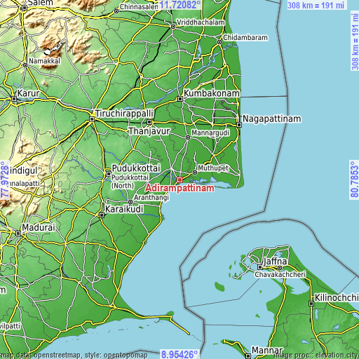 Topographic map of Adirampattinam