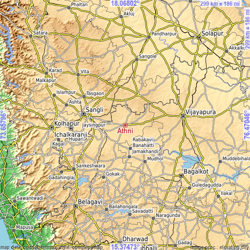 Topographic map of Athni