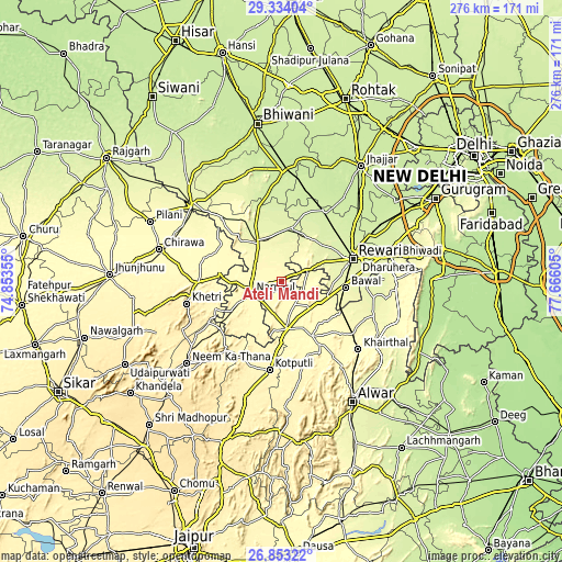 Topographic map of Ateli Mandi