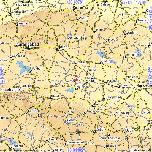 Topographic map of Ashti