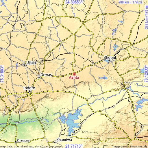 Topographic map of Ashta