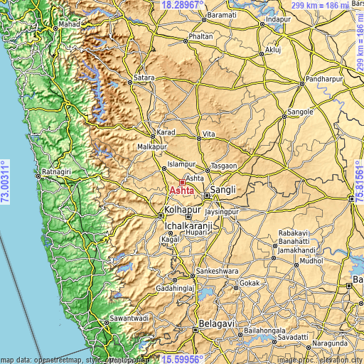 Topographic map of Ashta
