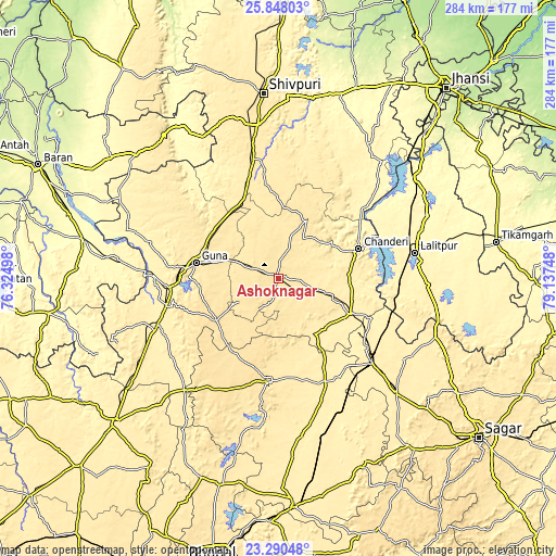 Topographic map of Ashoknagar