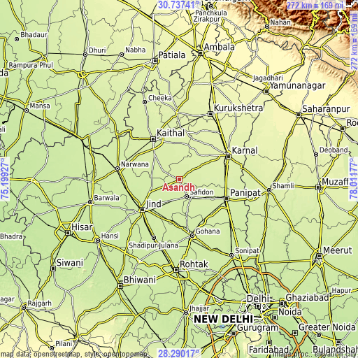 Topographic map of Āsandh