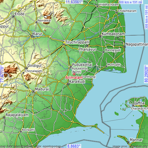 Topographic map of Arimalam