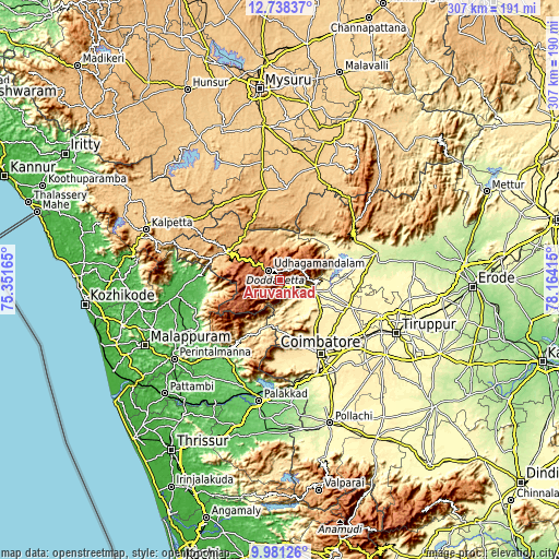 Topographic map of Aruvankad