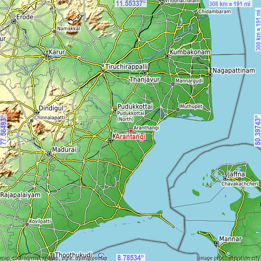 Topographic map of Arantāngi