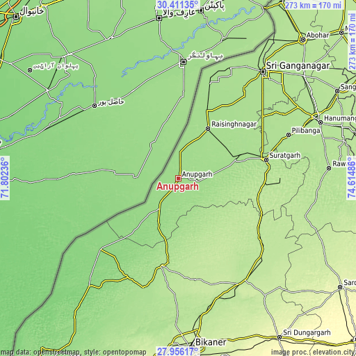 Topographic map of Anūpgarh