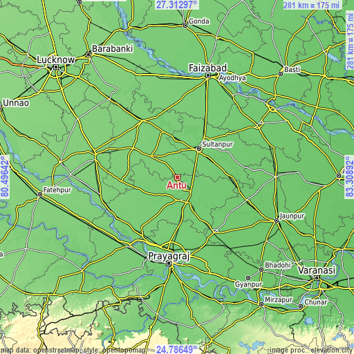 Topographic map of Antu