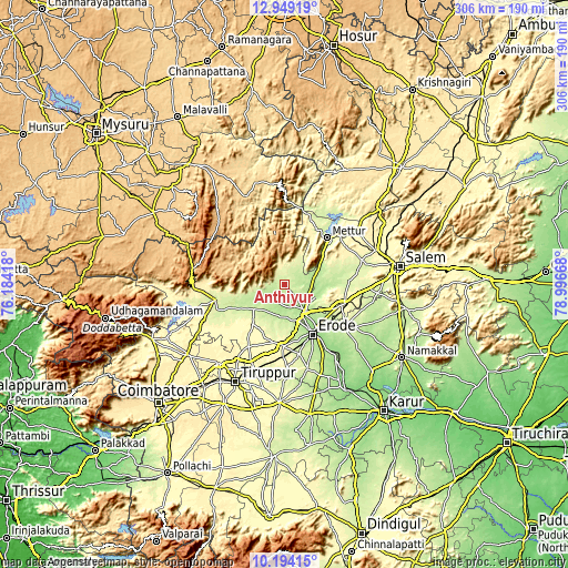 Topographic map of Anthiyur