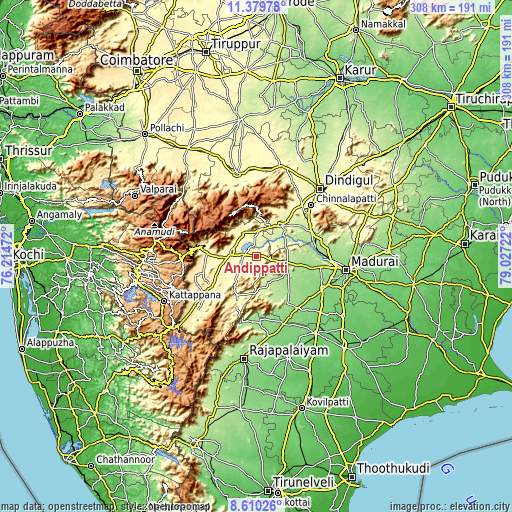 Topographic map of Āndippatti