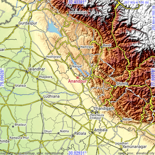 Topographic map of Anandpur