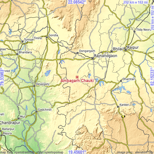 Topographic map of Ambāgarh Chauki