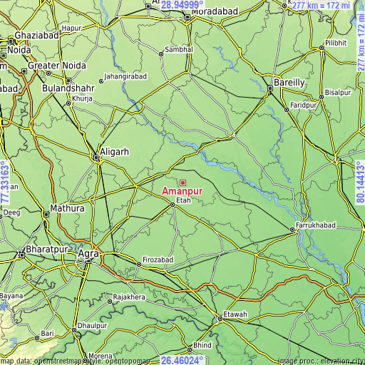 Topographic map of Amānpur