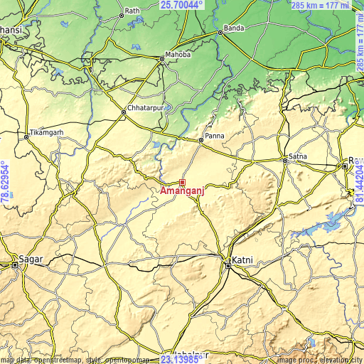 Topographic map of Amānganj