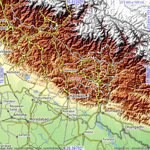 Topographic map of Almora