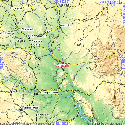 Topographic map of Allāpalli