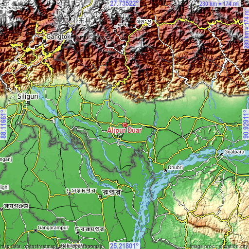 Topographic map of Alīpur Duār