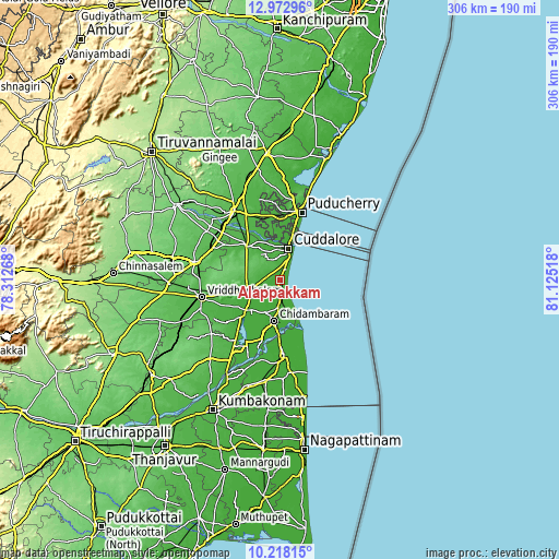 Topographic map of Ālappākkam