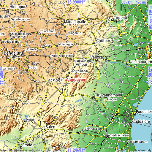 Topographic map of Alangāyam