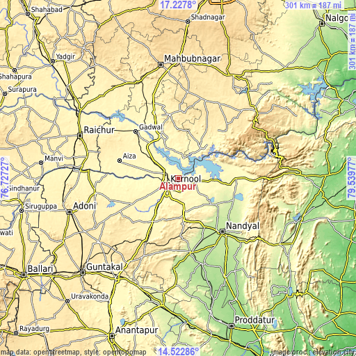Topographic map of Ālampur