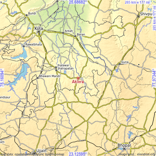 Topographic map of Aklera