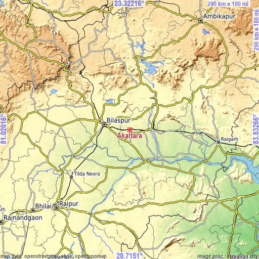 Topographic map of Akaltara