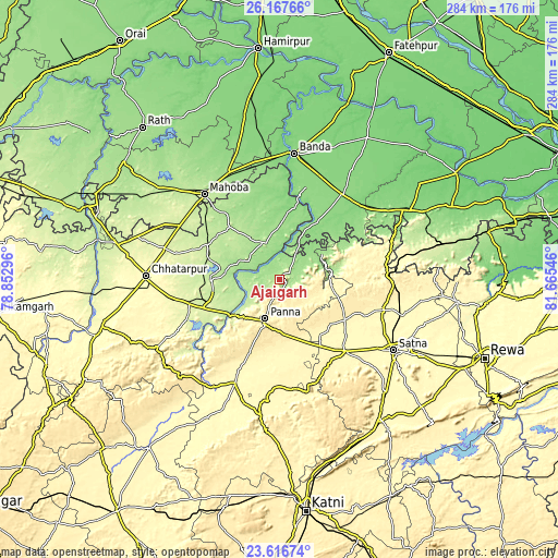 Topographic map of Ajaigarh