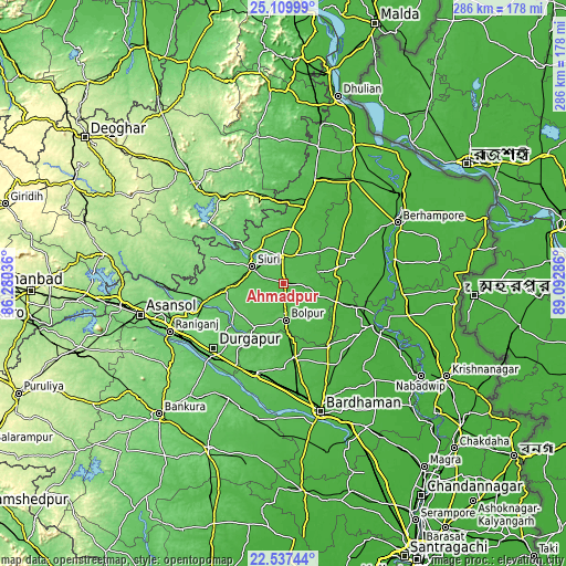 Topographic map of Ahmadpur