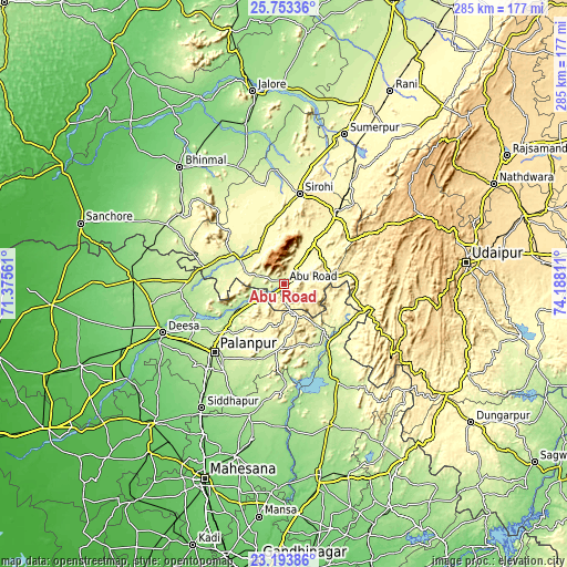 Topographic map of Ābu Road