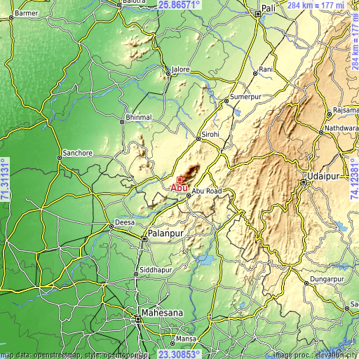 Topographic map of Ābu