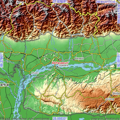 Topographic map of Abhayāpuri