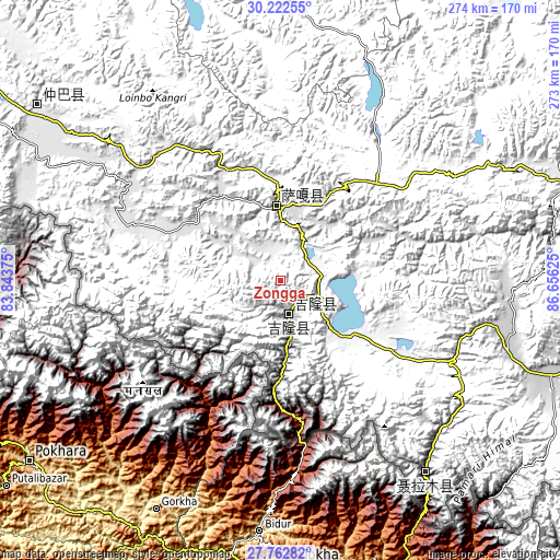 Topographic map of Zongga