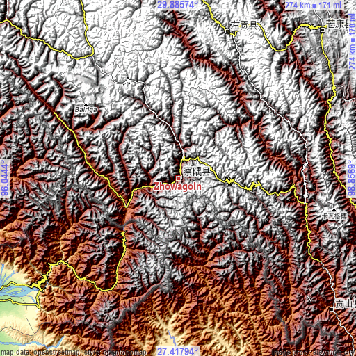 Topographic map of Zhowagoin