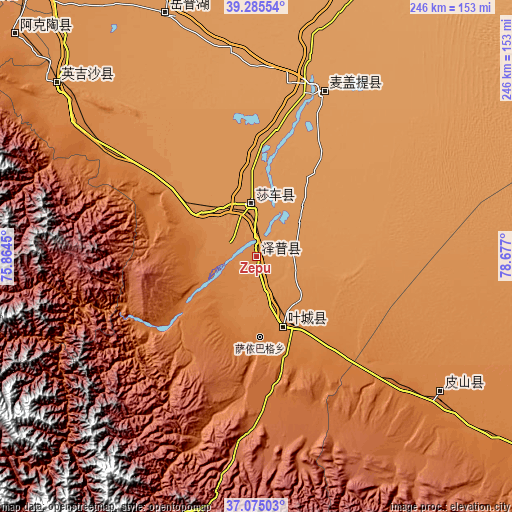 Topographic map of Zepu