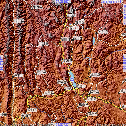 Topographic map of Yuhu