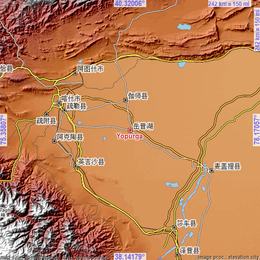 Topographic map of Yopurga