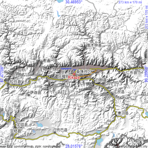 Topographic map of Rikaze