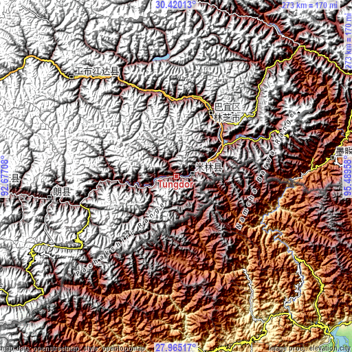 Topographic map of Tungdor