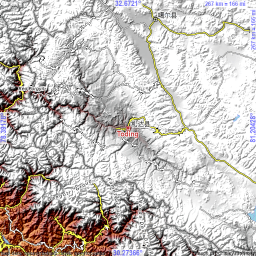 Topographic map of Toding
