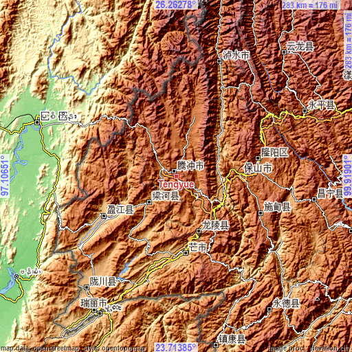 Topographic map of Tengyue