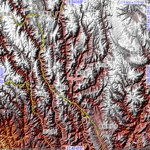 Topographic map of Songmai