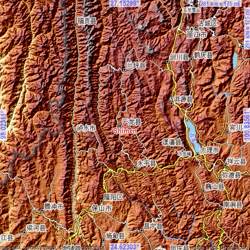 Topographic map of Shimen