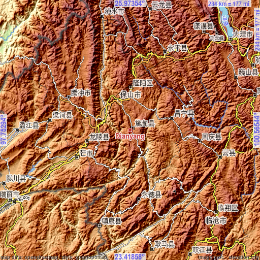 Topographic map of Dianyang