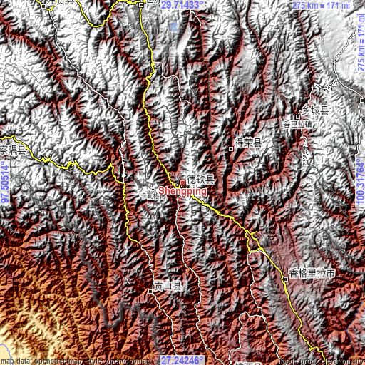 Topographic map of Shengping